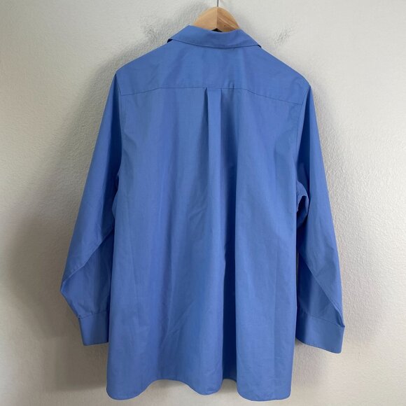 Lands End Womens Plus 22W Blue Wrinkle Free Broadcloth Button Up Shirt Blouse - Picture 8 of 9